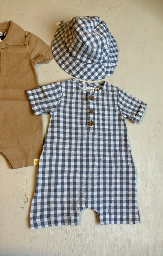 Blue Gingham Romper