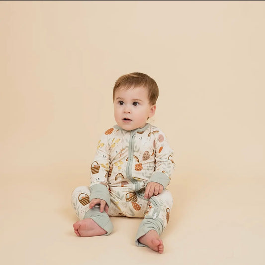 Hop To It Easter Bamboo Zip Romper