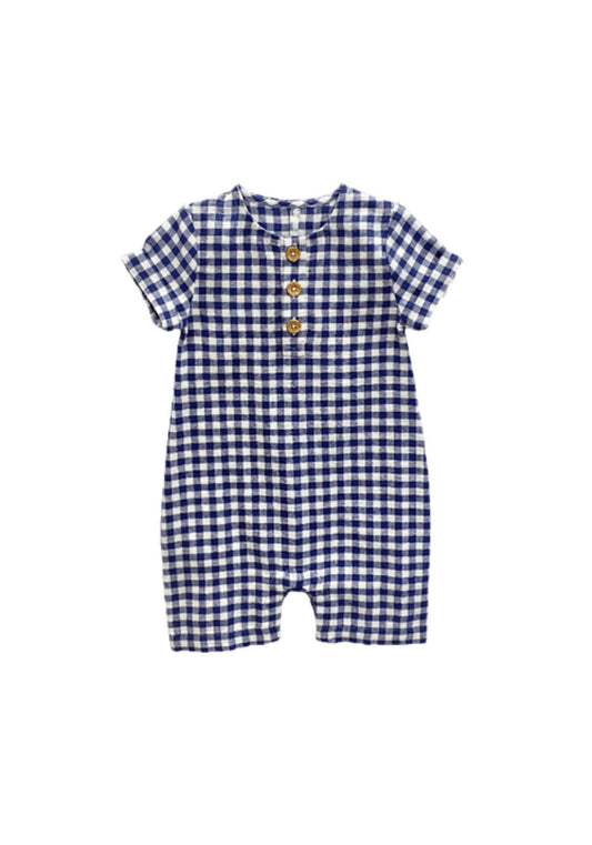 Blue Gingham Romper